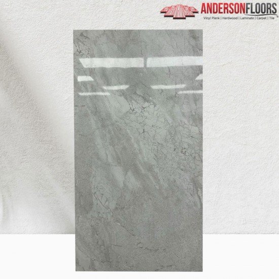 Modena Silver Porcelain Tile 12″×24″ – Glossy Finish